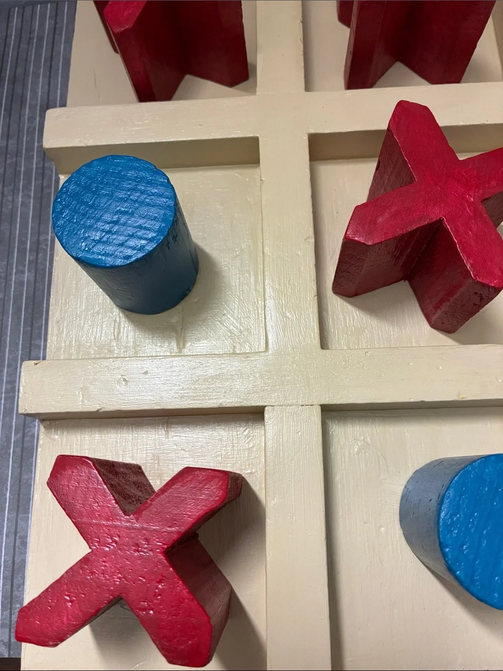 Giant Wooden Tic-Tac-Toe Game - Red X & Blue O Kids Toy